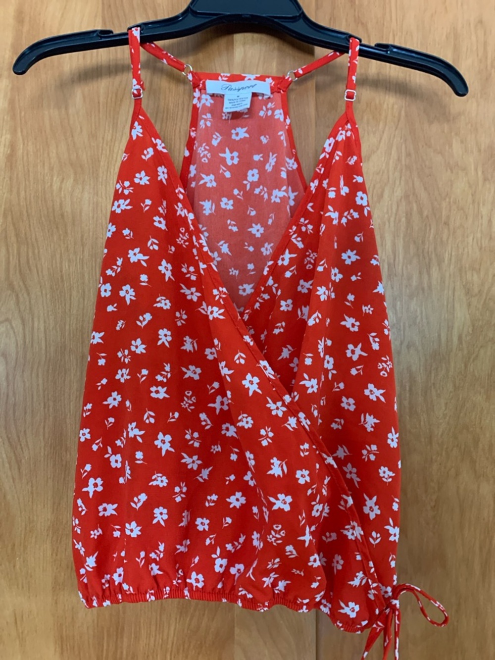 Passport Boho Floral Surplice Tank Top with adjustable straps and snatched waist